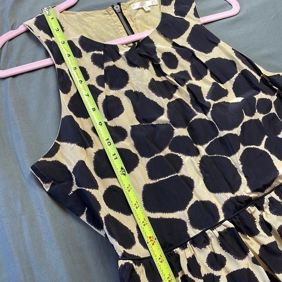 Marty M giraffe print 100% silk sleeveless Aline midi dress size L - Picture 6 of 10
